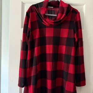 Red and Black Plaid Women's Tunic Top